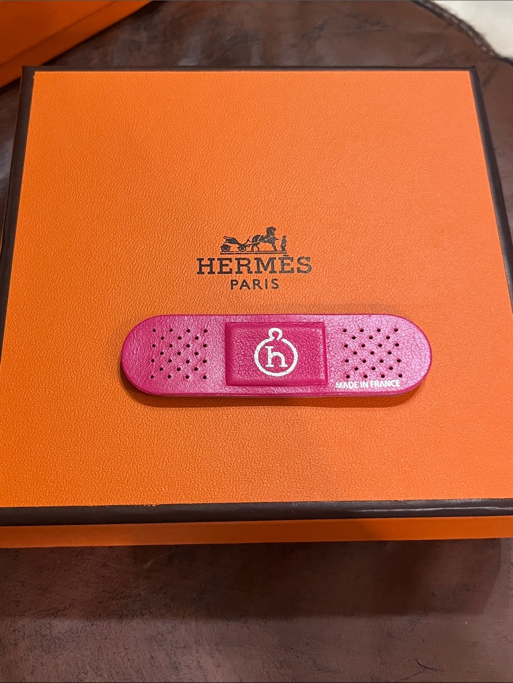 Hermes. Limited Edition Petite H Collection Pink Leather Band Aid Bandage